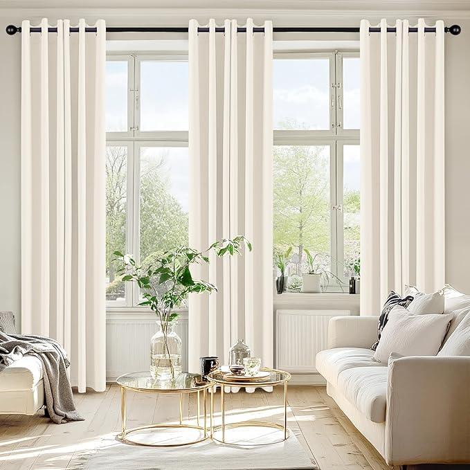 MIULEE Beige White Blackout Curtains - Image 6