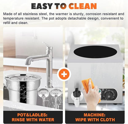 Nacho Cheese Warmer Dispenser 7.4Quart Hot Fudge Warmer Commercial Soup Warmer - Image 6