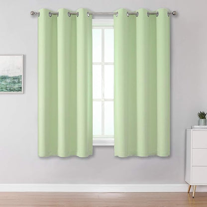 DUALIFE Light Green Short Curtains 54 inch Length Room Darkening Bedroom Narrow by DUALIFE
