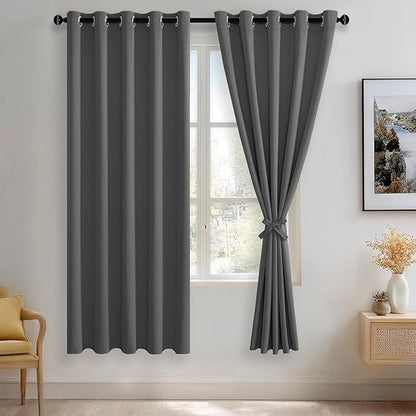 JIUZHEN Dark Grey Blackout Curtains by JIUZHEN