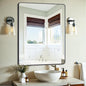 Black Bathroom Mirror, Decorative Rectangular Vanity Mirror by DESBING
