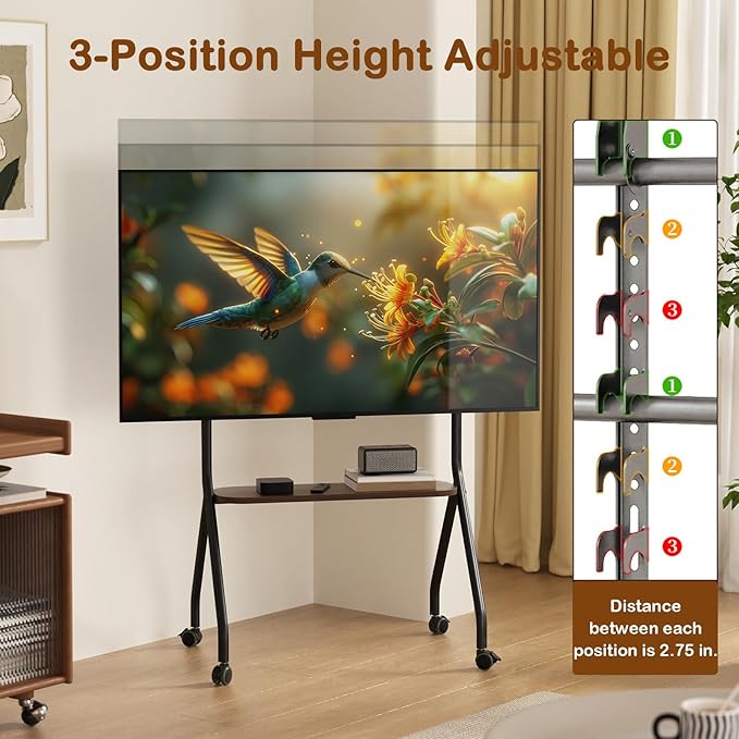 CVDF Rolling TV Stand for 49-75 Inch LCD LED OLED Flat/Curved Panel Screen TVs - Image 3