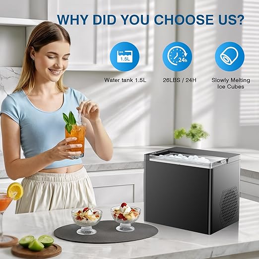 Ice Makers Countertop, 9 Ice Cubes in 6 Mins Portable Ice Maker, 2 Sizes of - Image 3