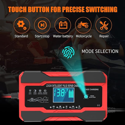 YONHAN Battery Charger 10-Amp 12V and 24V Fully-Automatic Smart Car Battery - Image 4