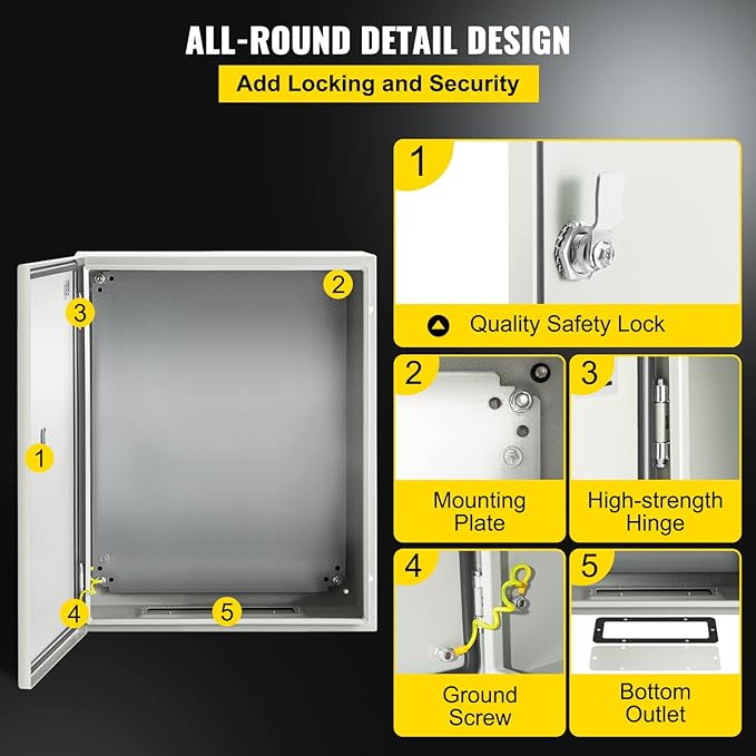 VEVOR NEMA Steel Enclosure, IP66 Waterproof & Dustproof, Outdoor/Indoor - Image 5