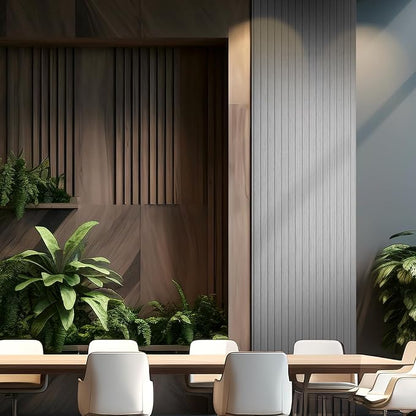 OUZUGIE WPC Acoustic Slat Wall Paneling, Living Room, TV Background, Study Room - Image 2