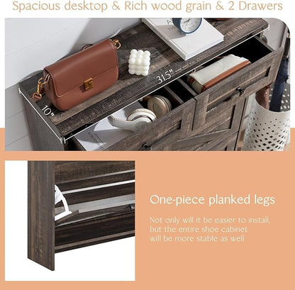 Shoe Storage Cabinet, Farmhouse Shoe Organizer - Image 7