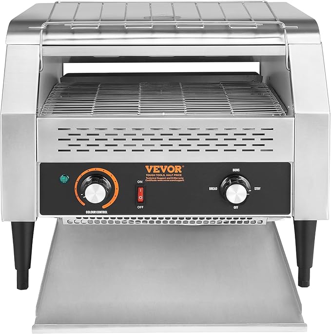VEVOR 1770W Commercial Conveyor Toaster, 450 Slices per Hour, Heavy Duty - Image 12