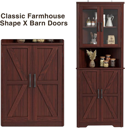 67''H Dark Brown Tall Corner Storage Cabinet - Image 6