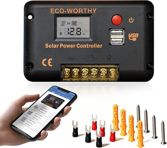 ECO-WORTHY 30A Solar Charger Controller Bluetooth, Solar Panel Battery by ECO-WORTHY