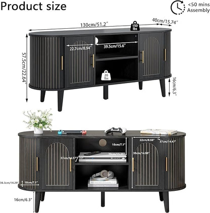 51" Fluted TV Stand, Mid-Century Modern Entertainment Center - Image 2