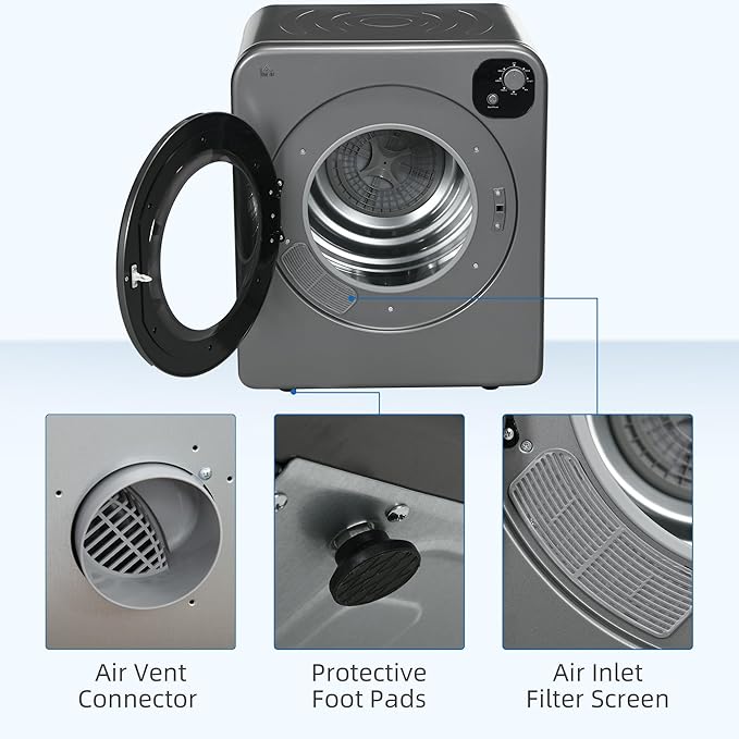 HOMCOM Portable Clothes Dryer, 120V 1300W Compact Laundry Dryer - Image 5