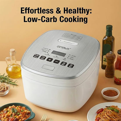 OCTAVO Low Carb Rice Cooker, 5-Cup Uncooked Stainless Steel Inner Pot, Low - Image 6