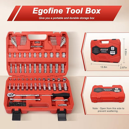 Egofine 1/4”Drive Socket Ratchet Wrench Set, - Image 2