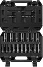 25-Piece 1/2" Drive Socket Set, Deep Sockets, Extension Bars, 1/2" F to 3/8" M by Reniteco