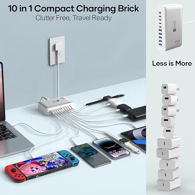 USB C Charger Hub 450W, 10 Ports Charging Station - Image 4