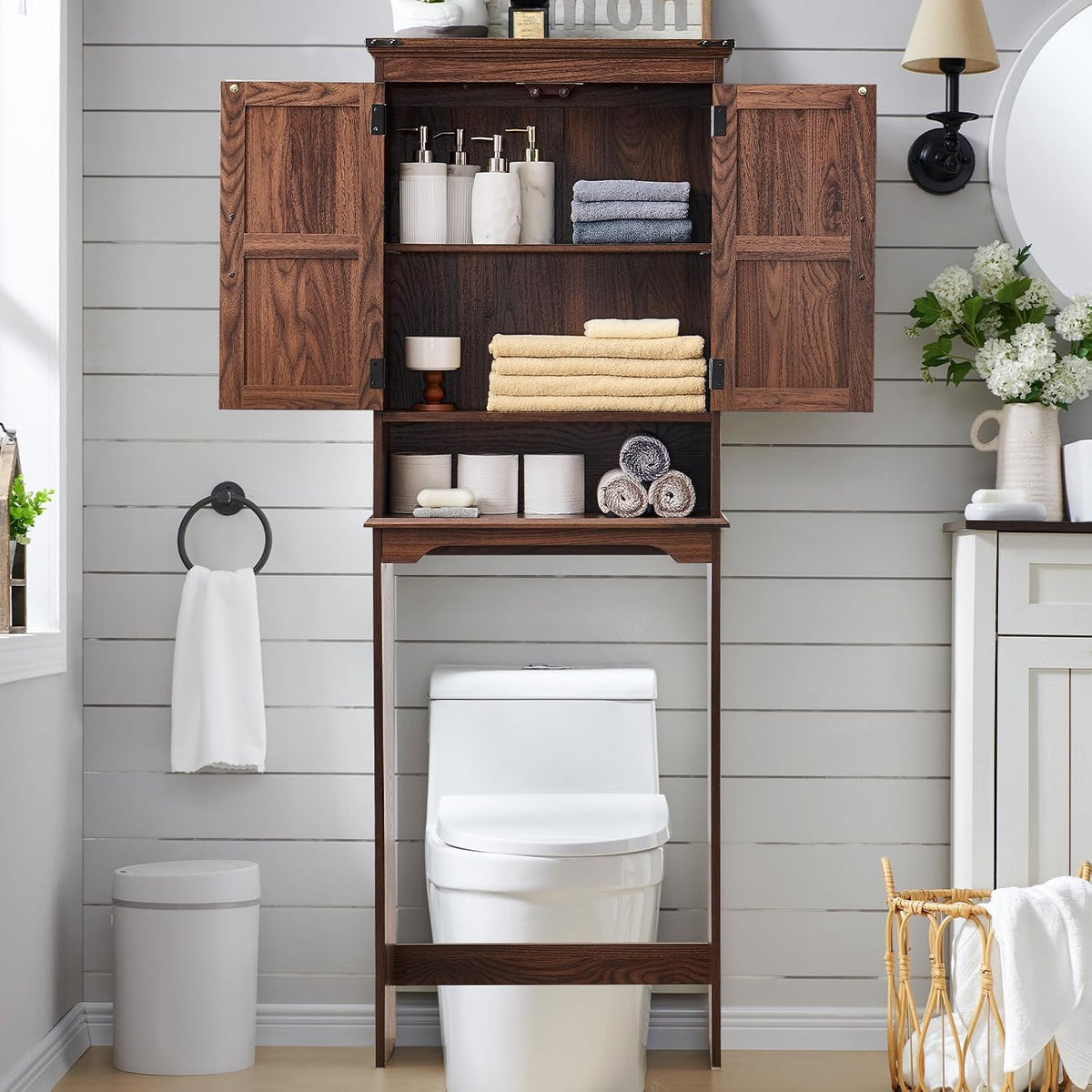 accohoho 67" tall farmhouse over the toilet storage, close-up detail