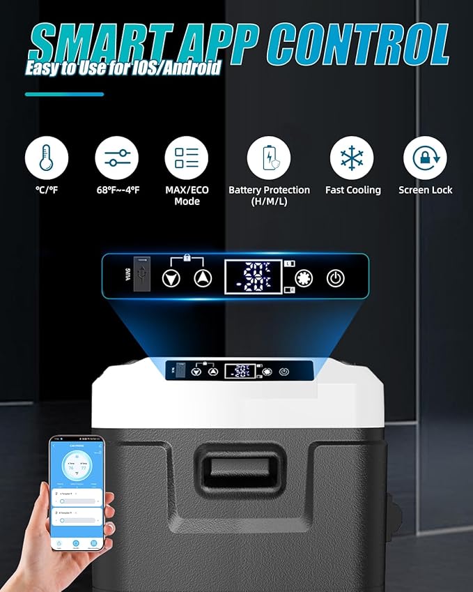 Electric Cooler with Battery 12V 52 Quart Car Refrigerator Dual Zone Dual Door - Image 4