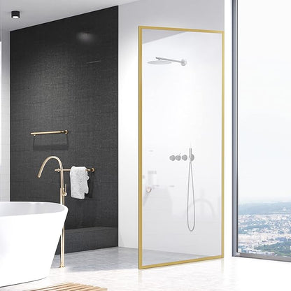 Bathroom Fixed Glass Shower Wall Panels, 34 in W x 74 in H Framed Tempered - Image 9