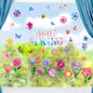 Yexiya 99 Pcs Summer Window Clings Flower Butterfly Window Decals for Glass Colorful PVC Reusable Spring Stickers for Summer Home Classroom Party Kids Room Decor(Cute Style)