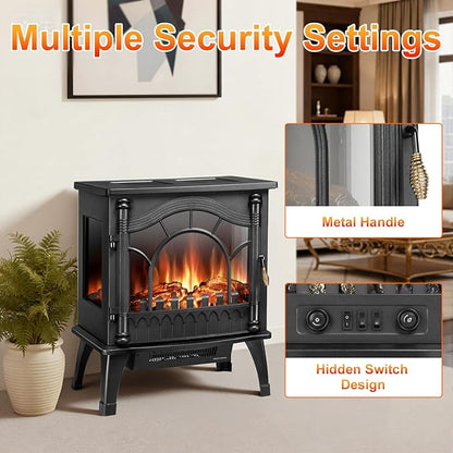 ZAFRO 23 inch Freestanding Electric Fireplace Stove | Thermostat Control - Image 5