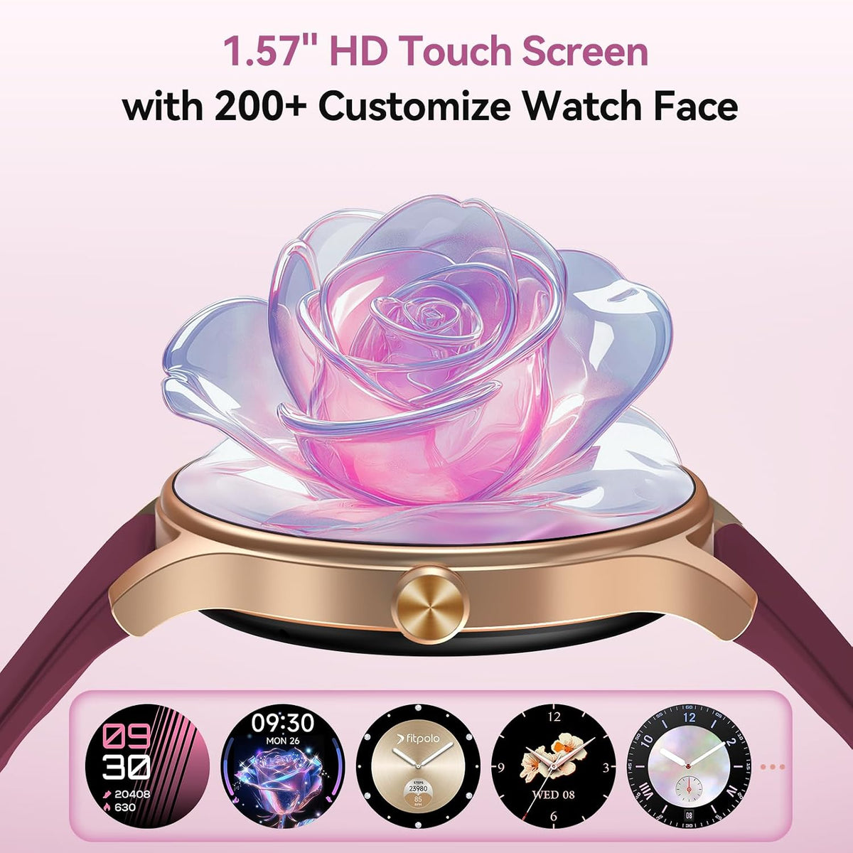 fitpolo smart watch for women, 105+ sports modes shown in use