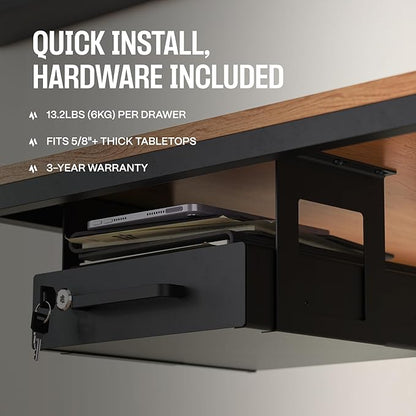 Under Desk Drawer Slide-Out – Lockable Metal Storage Drawer - Image 5