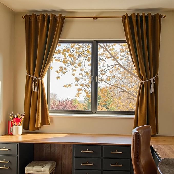 Lazzzy Velvet Blackout Curtains Thermal Insulated Room Window Drapes Super Soft - Image 5