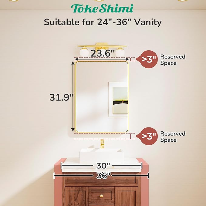 TokeShimi 24x32 Black Bathroom Mirror, Bathroom Vanity Mirror - Image 2