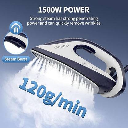 IRONDAY Steam Iron for Clothes, 1500W Professional Steam Station, 67.62oz Water - Image 4