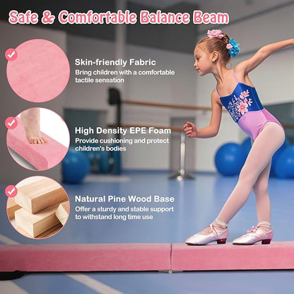 Giantex 7FT/8FT/9FT Balance Beam, Folding Gymnastics Beam w/Carry Handles - Image 4