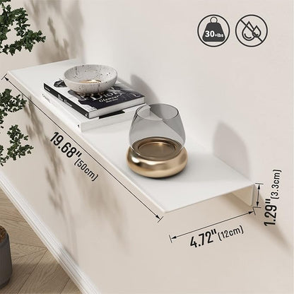 Danpoo White Floating Shelf for Wall Storage, Metal Wall Shelves for Living - Image 3
