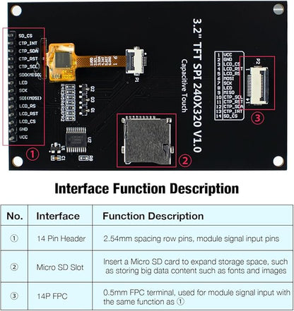 Hosyond 3.2 inch 240x320 IPS Capacitive Touch Screen LCD Module SPI Serial - Image 4