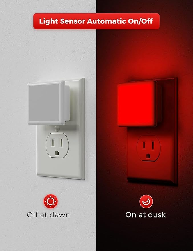 L LOHAS LED Red Night Lights Plug into Wall 6-Pack, 0.3W Plug in Night Light - Image 2