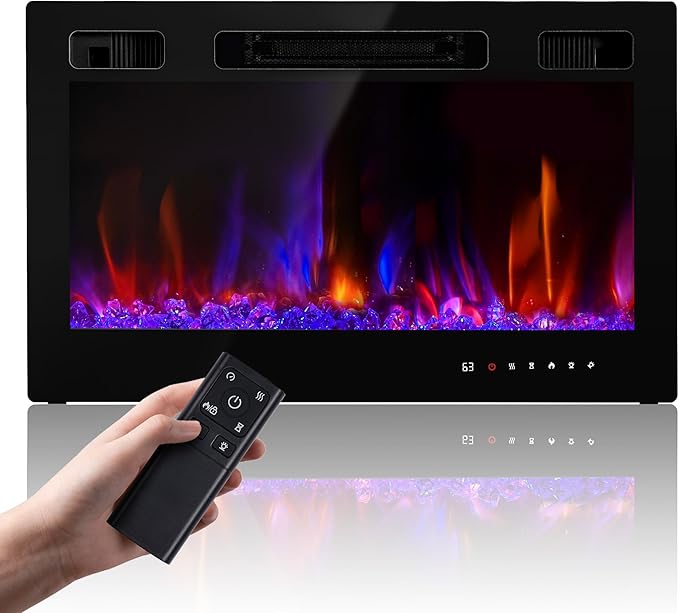 Electric Fireplace Insert 30" Realsmart 1500W Wall Mounted Fireplaces Recessed by RealSmart