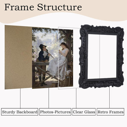 Antique Picture Frames 5x7 Vintage Victorian Ornate Picture Frames with Front Glass Wall Mount and Tabletop Gothic Home Decor Retro Gallery Wall Decor,1 Pack,Black