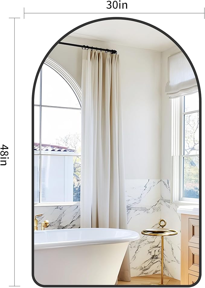 GLASHOM Arched Bathroom Mirror, Wall Mounted Mirror, Living Room, Vertically - Image 3