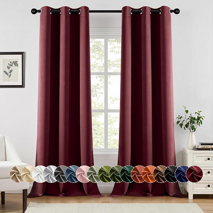 MIULEE Burgundy Red Blackout Curtains by MIULEE