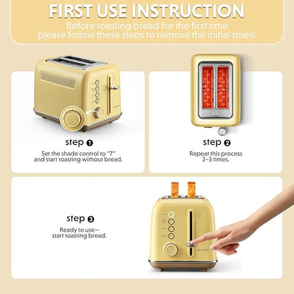 BUYDEEM DT620 2-Slice Toaster, Extra Wide Slots, Retro Stainless Steel - Image 5