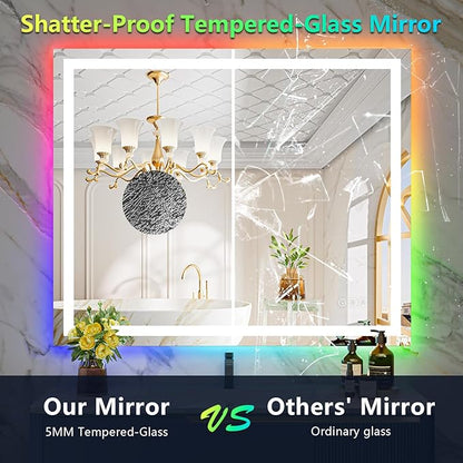 YEELAIT 44x30 Inch RGB LED Bathroom Mirror Front Light and RGB Backlit Lighted - Image 6