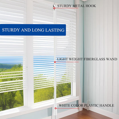 JUYO VONSAN 3Pcs 12 Inches Blinds Wand Replacement With Hook, Extension and Pull Fiberglass Wand (3, 12 Inch)