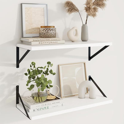 Axeman Deep Floating Shelves | 24 Inch White Wall Shelves Set of 2 | 10 Inch by Axeman
