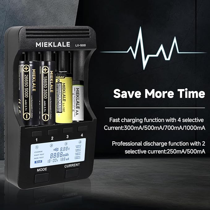 18650 Battery Charger, MIEKLALE 4 Bay Battery Charger - Image 7