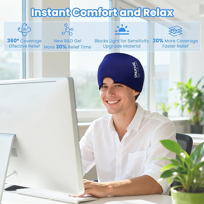 ONLYCARE Migraine Relief Cap, Upgraded Odorless Headache Relief Cap Mask - Image 8