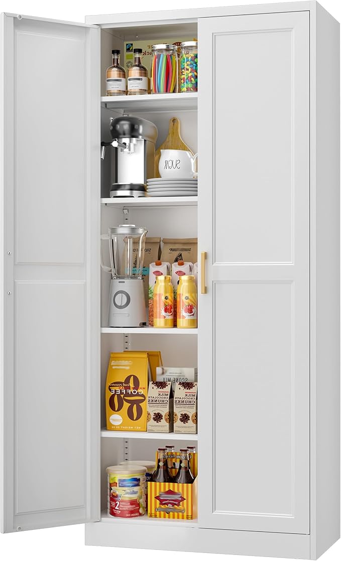 71" Tall Metal Storage Cabinet, Kitchen Pantry Storage Cabinets - Image 9