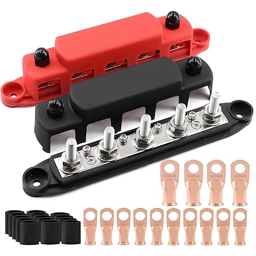 Tuijodaix 300A Bus Bar 5 Post 12V-48V DC Power Distribution Block, 5 * 5/16" by Tuijodaix