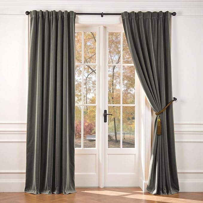 Lazzzy Velvet Blackout Curtains Thermal Insulated Room Window Drapes Super Soft by Lazzzy