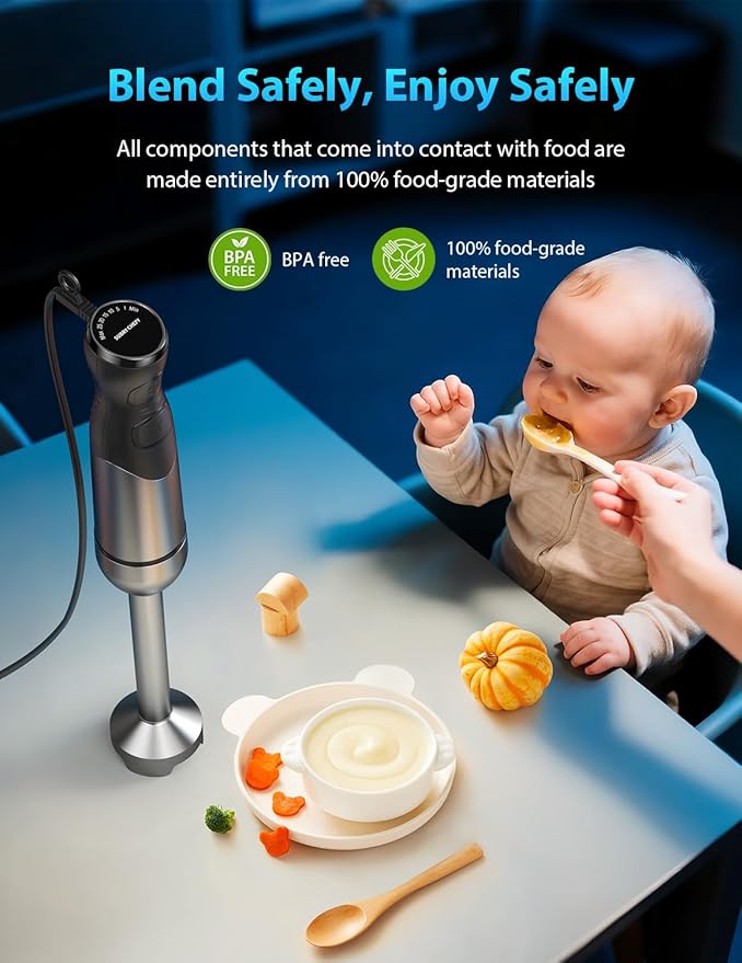 2025 New 1000W Immersion Blender Handheld – 25-Speed, Stainless Steel, Hand - Image 4
