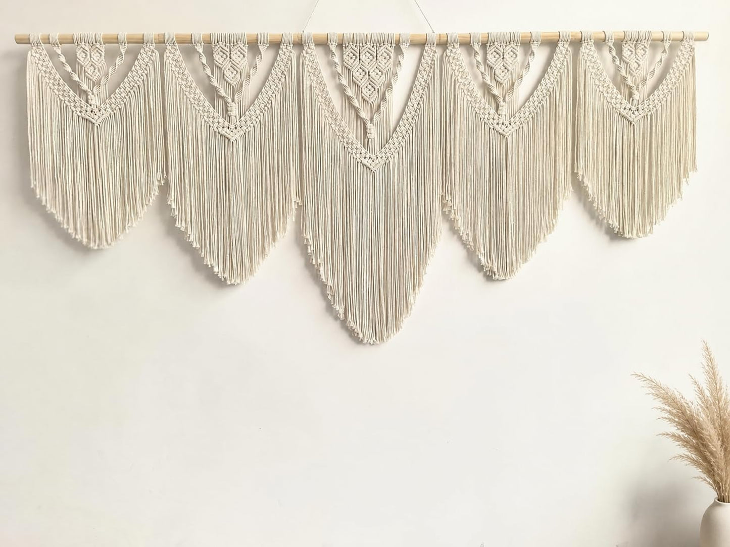 oiikain Large Macrame Wall Hanging Tapestry Boho Woven Wall Decor,rhombus 5 | Handmade Natural Rope Woven Design 71"x32" Large Size For Bedroom Living Room Nursery Wedding And Bohemian Home Decor