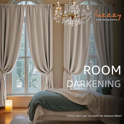 Lazzzy Velvet Blackout Curtains Thermal Insulated Room Window Drapes Super Soft - Image 5